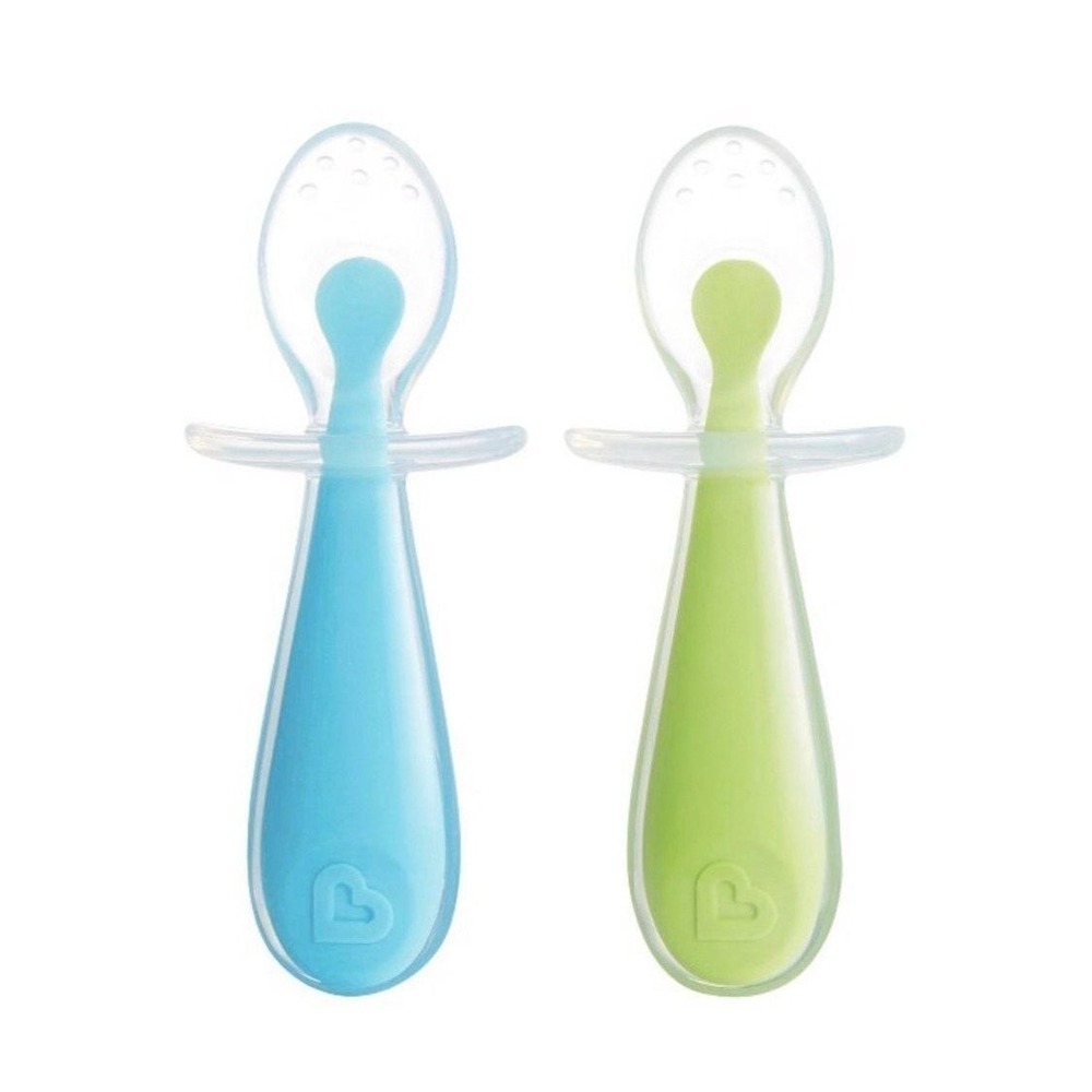 Munchkin Gentle Scoop‎ Silicone Training Spoons, 2 Pack, Blue/Green